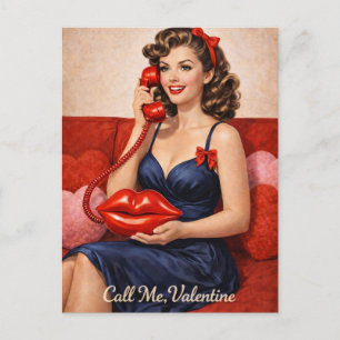 Cartes Pour Fêtes Annuelles Appelle-Moi, Saint-Valentin Vintage Épinglette Rét