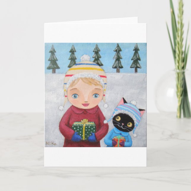 Cartes Pour Fêtes Annuelles Apporter des cadeaux (Devant)