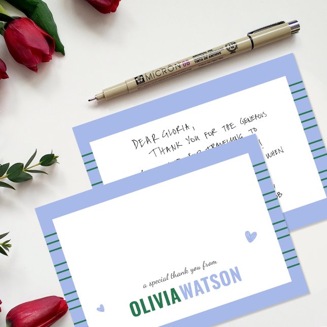 Cartes Pour Fêtes Annuelles Appréciation du Merci de nom personnalisé en bande (Stripe Personalized Name Thank You Appreciation Holiday Card)