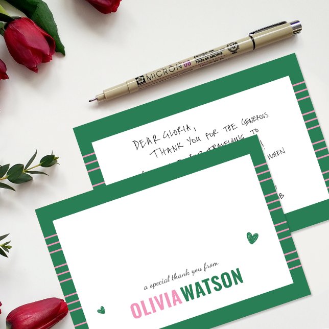 Cartes Pour Fêtes Annuelles Appréciation du Merci de nom personnalisé en bande (Stripe Personalized Name Thank You Appreciation Holiday Card)