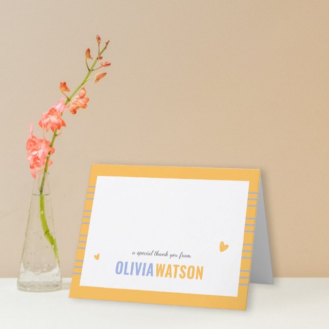 Cartes Pour Fêtes Annuelles Appréciation du Merci personnalisé en bande pliée (Stripe Personalized Thank You Appreciation Folded Holiday Card)