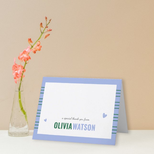 Cartes Pour Fêtes Annuelles Appréciation du Merci personnalisé en bande pliée (Stripe Personalized Thank You Appreciation Folded Holiday Card)