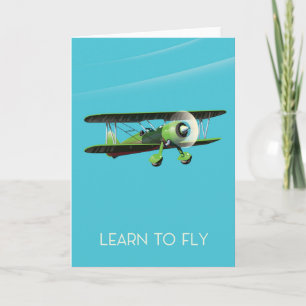 Cartes Pour Fêtes Annuelles Apprendre à voler affiche vintage d'avion