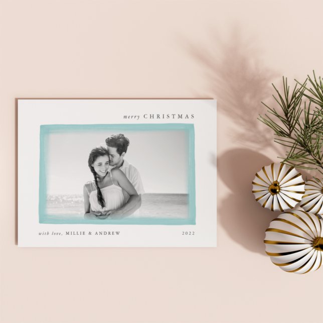 Cartes Pour Fêtes Annuelles Aqua | Dreamish Wish Joyeux Noël Photo (Créateur téléchargé)