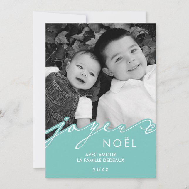 Cartes Pour Fêtes Annuelles Aqua Joyeux Noël Photo (Devant)
