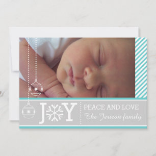 Cartes Pour Fêtes Annuelles Aqua moderne, rayures blanches gris vacances de No