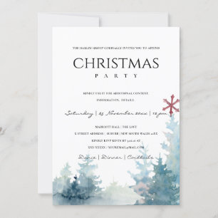 CARTES POUR FÊTES ANNUELLES AQUA PINE TREE SNOWST FOREST STAR CHRISTMAS PARTY