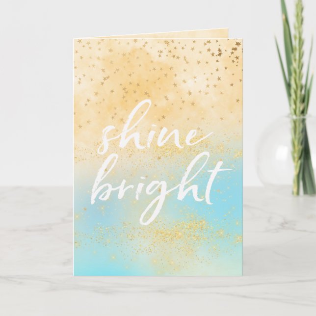 Cartes Pour Fêtes Annuelles Aqua Yellow Tie teinture Étoiles brillant (Devant)