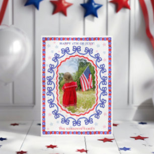 Cartes Pour Fêtes Annuelles Aquarelle 4 juillet Patriotique Bow American