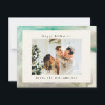Cartes Pour Fêtes Annuelles Aquarelle Abstraite en photo personnalisée verte<br><div class="desc">Elégante aquarelle Abstraite en vert Carte de vacances photo personnalisée</div>