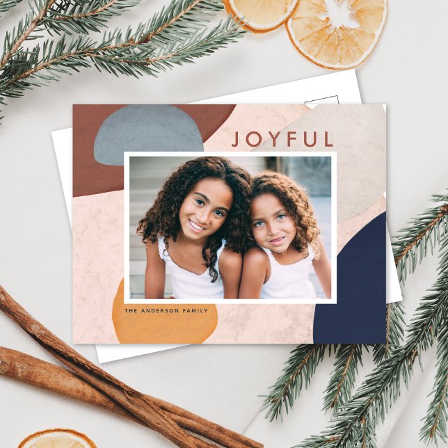 Cartes Pour Fêtes Annuelles Aquarelle Abstraite Formes peintes Boho Photo (Créateur téléchargé)