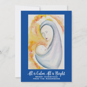 Cartes Pour Fêtes Annuelles Aquarelle Abstraite Madonna et Enfant