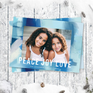 Cartes Pour Fêtes Annuelles Aquarelle Abstraite Paix Joy Love Holiday Photo