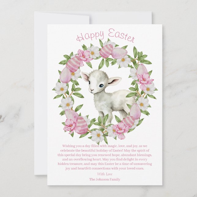 Cartes Pour Fêtes Annuelles Aquarelle Agneau de Pâques Personnalisé (Devant)