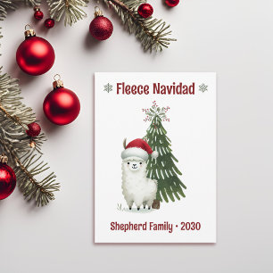 Cartes Pour Fêtes Annuelles Aquarelle Alpaca Fleece Navidad
