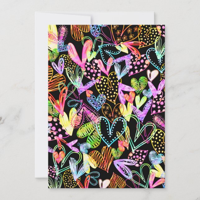 Cartes Pour Fêtes Annuelles Aquarelle Amour Coeur Mode Design (Devant)