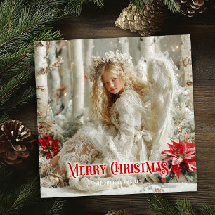 Cartes Pour Fêtes Annuelles Aquarelle ange victorien rouge blanc or fantaisie