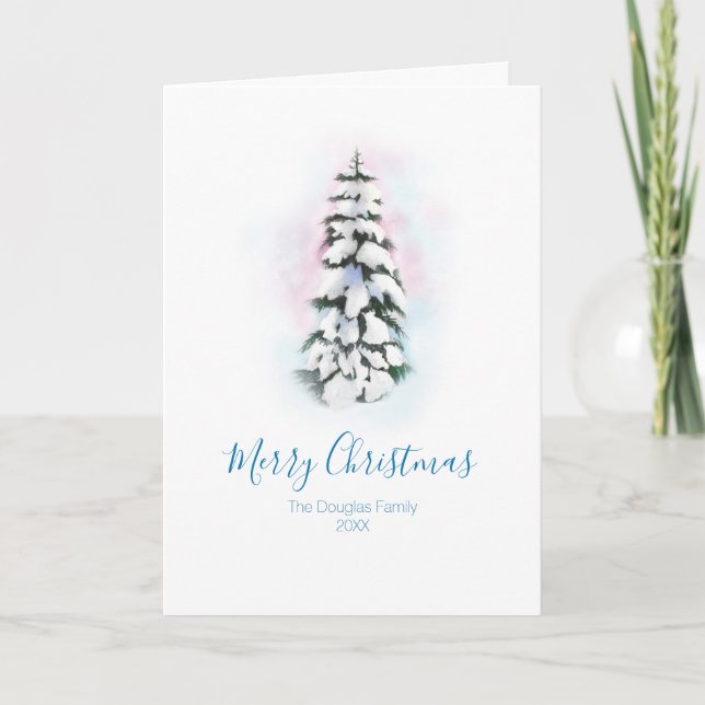 Cartes Pour Fêtes Annuelles Aquarelle Arbre d'hiver Vignette (Devant)