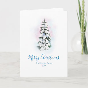 Cartes Pour Fêtes Annuelles Aquarelle Arbre d'hiver Vignette