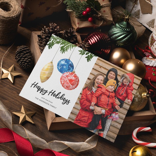 Cartes Pour Fêtes Annuelles Aquarelle Arbre photo Noël (Créateur téléchargé)