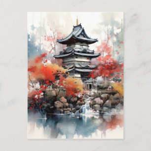 Cartes Pour Fêtes Annuelles Aquarelle Arrière - plan paysage japonais