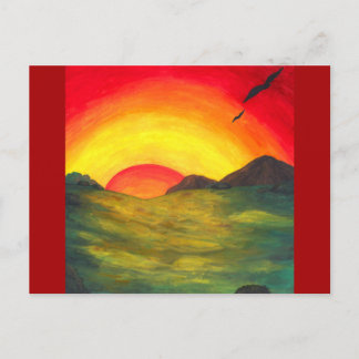 Cartes Pour Fêtes Annuelles aquarelle art magique lever de soleil paysage natu