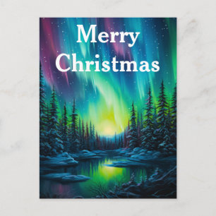 Cartes Pour Fêtes Annuelles Aquarelle aurore boréale aurores boréales