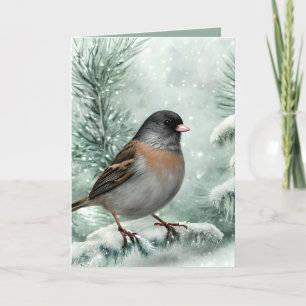 Cartes Pour Fêtes Annuelles Aquarelle aux yeux foncés Junco Bird Christmas
