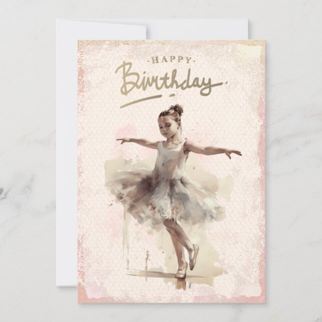 Cartes Pour Fêtes Annuelles Aquarelle Ballerina Joyeux anniversaire (Devant)