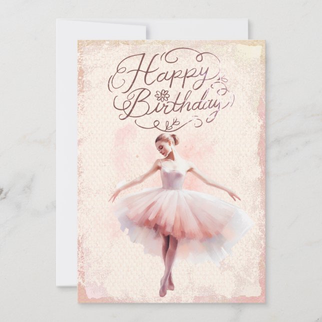 Cartes Pour Fêtes Annuelles Aquarelle Ballerina Joyeux anniversaire (Devant)