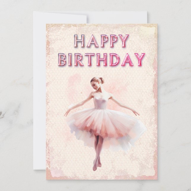 Cartes Pour Fêtes Annuelles Aquarelle Ballerina Joyeux anniversaire (Devant)