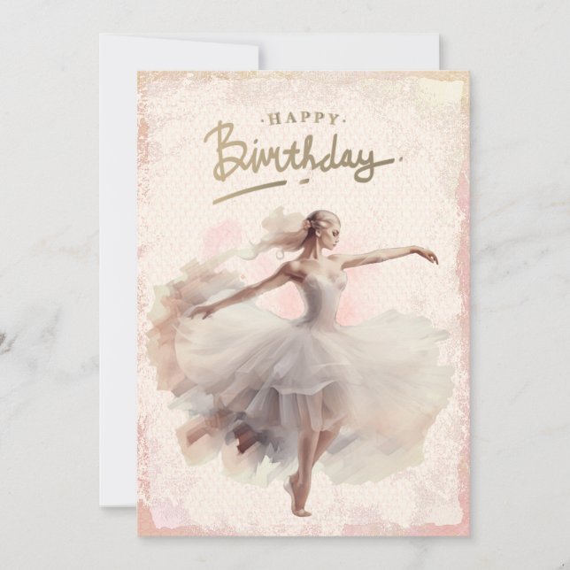 Cartes Pour Fêtes Annuelles Aquarelle Ballerina Joyeux anniversaire (Devant)