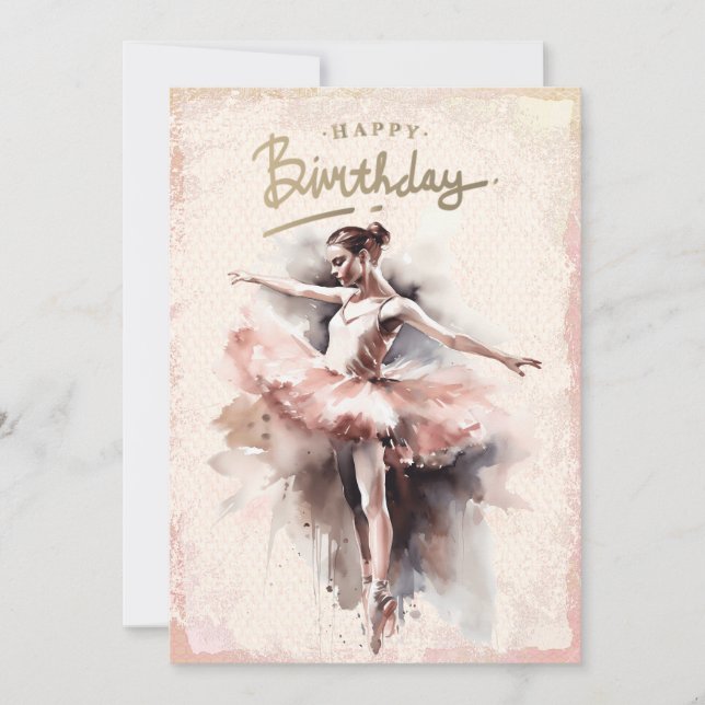 Cartes Pour Fêtes Annuelles Aquarelle Ballerina Joyeux anniversaire (Devant)