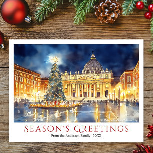 Cartes Pour Fêtes Annuelles Aquarelle Basilique Saint-Pierre Noël du Vatican