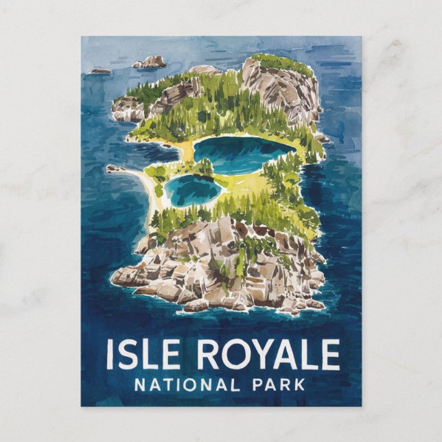 Cartes Pour Fêtes Annuelles Aquarelle Beauté du Parc national de l'Isle Royale (Devant)