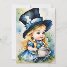 Aquarelle Bébé Alice au pays des merveilles