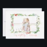 Cartes Pour Fêtes Annuelles Aquarelle Berries d'hiver et verdure<br><div class="desc">Mettez en valeur votre photo de famille préférée sur vos cartes de fin de année cette saison ! Que vous fêtiez Noël, Hanoukka ou que vous souhaitiez simplement envoyer un message de voeux de Nouvel An à vos amis et votre famille, Blush Paper Co. a la carte de vacances parfaite...</div>