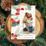 Cartes Pour Fêtes Annuelles Aquarelle Berries Gold Pink Grille Photos modernes<br><div class="desc">Dégustez la fête avec cette carte de vacances festive avec vos photos préférées entourées de baies d'aquarelle, de feuilles verts, de rayures blanches et roses douces et de pois de parties scintillant faux or. Changez les salutations des fêtes joyeuses en Joyeux Noël, Bonne Année, etc. Sur l'arrière, vous trouverez deux...</div>