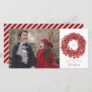 Cartes Pour Fêtes Annuelles Aquarelle Berries Wreath Christmas Long