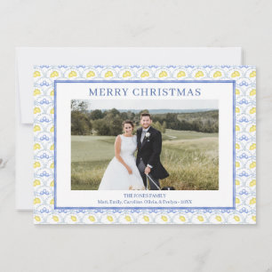 Cartes Pour Fêtes Annuelles Aquarelle Bleu Bow traditionnel Vintage Noël