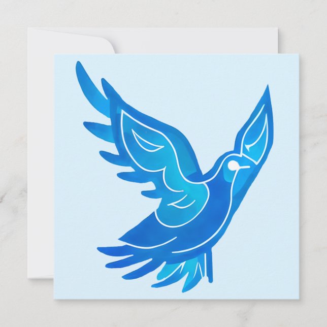 Cartes Pour Fêtes Annuelles Aquarelle bleu et blanc Peace Dove (Devant)
