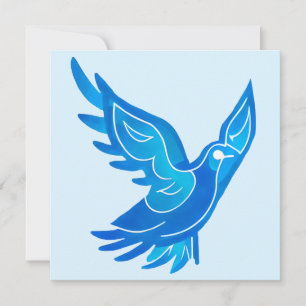 Cartes Pour Fêtes Annuelles Aquarelle bleu et blanc Peace Dove