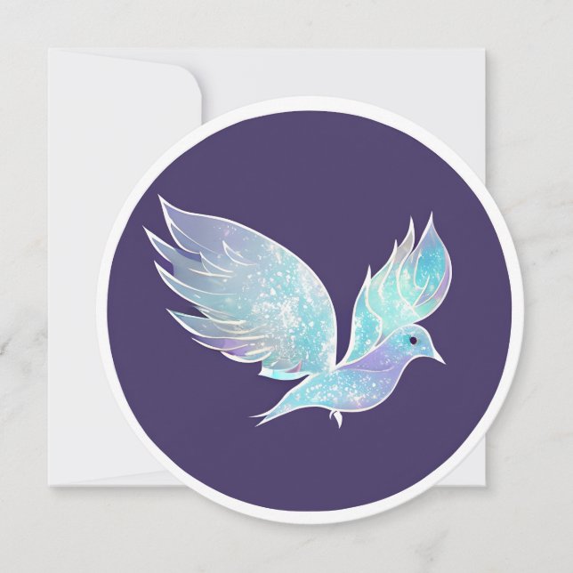 Cartes Pour Fêtes Annuelles Aquarelle bleu et blanc Peace Dove (Devant)