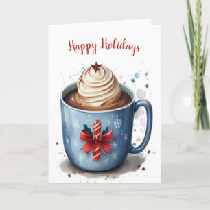Cartes Pour Fêtes Annuelles Aquarelle Bleu Noël Coco chaud