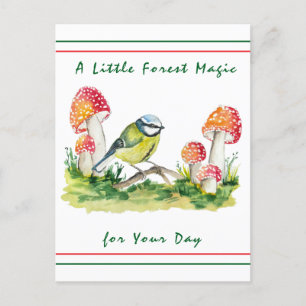 Cartes Pour Fêtes Annuelles Aquarelle bleu Tit et vol Agaric