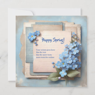 Cartes Pour Fêtes Annuelles Aquarelle bleu vintage oubliez moi pas les fleurs