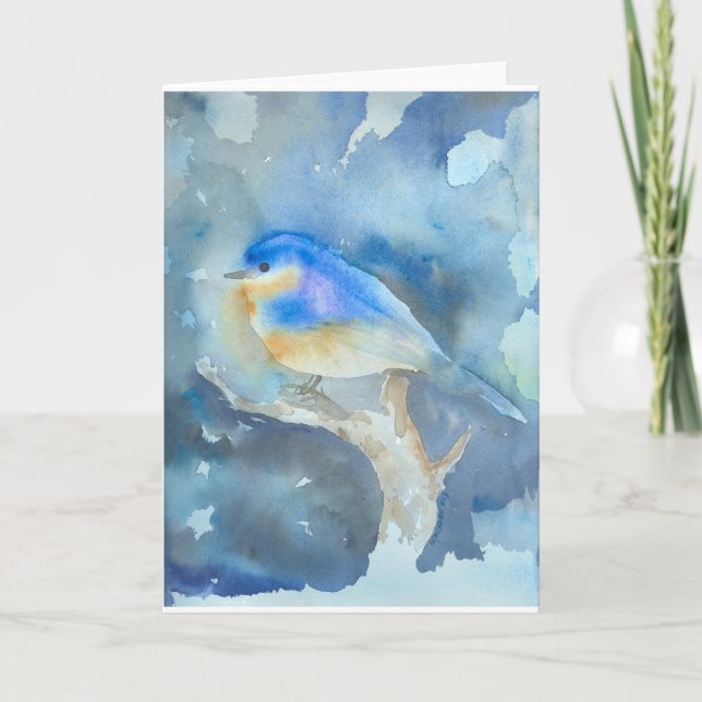 Cartes Pour Fêtes Annuelles Aquarelle Bluebird (Devant)