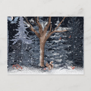 Cartes Pour Fêtes Annuelles Aquarelle Bois d'hiver