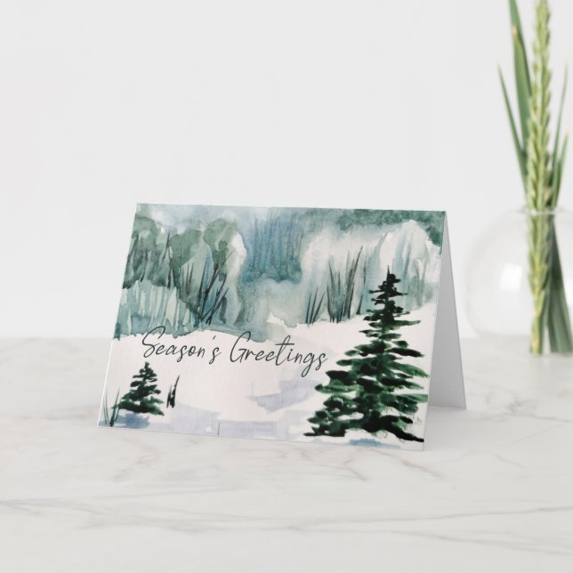 Cartes Pour Fêtes Annuelles Aquarelle Bonnes Fêtes pliées hiver (Devant)