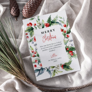 Cartes Pour Fêtes Annuelles Aquarelle Botanique Baies rouges Joyeux Noël